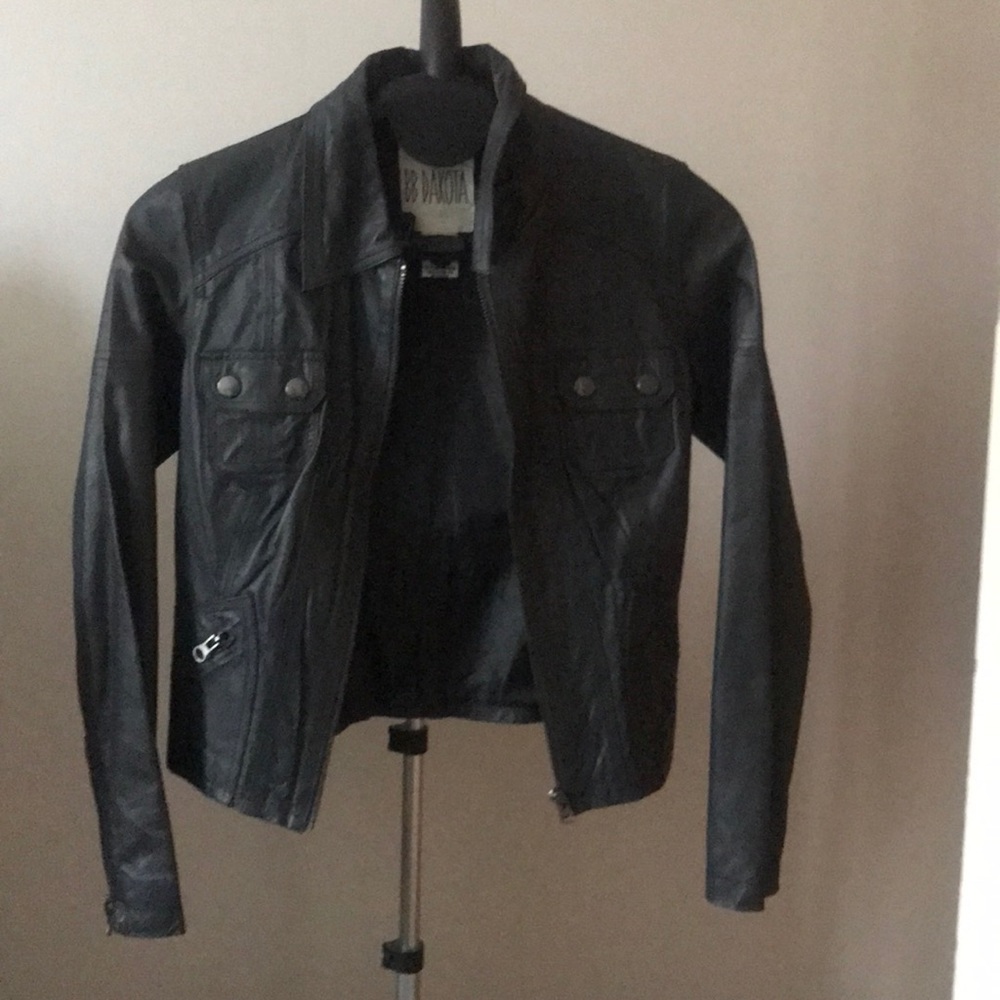 Off black/gray leather jacket